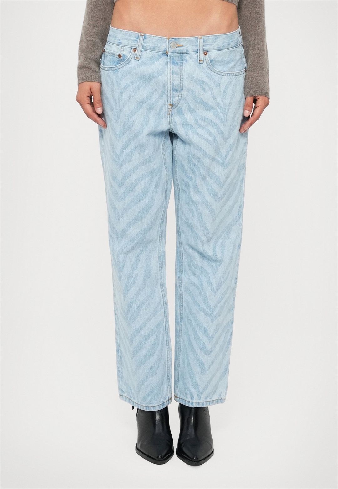 RE/DONE EASY STRAIGHT CROP - Jeans Relaxed Fit - cebra/light-blue denim