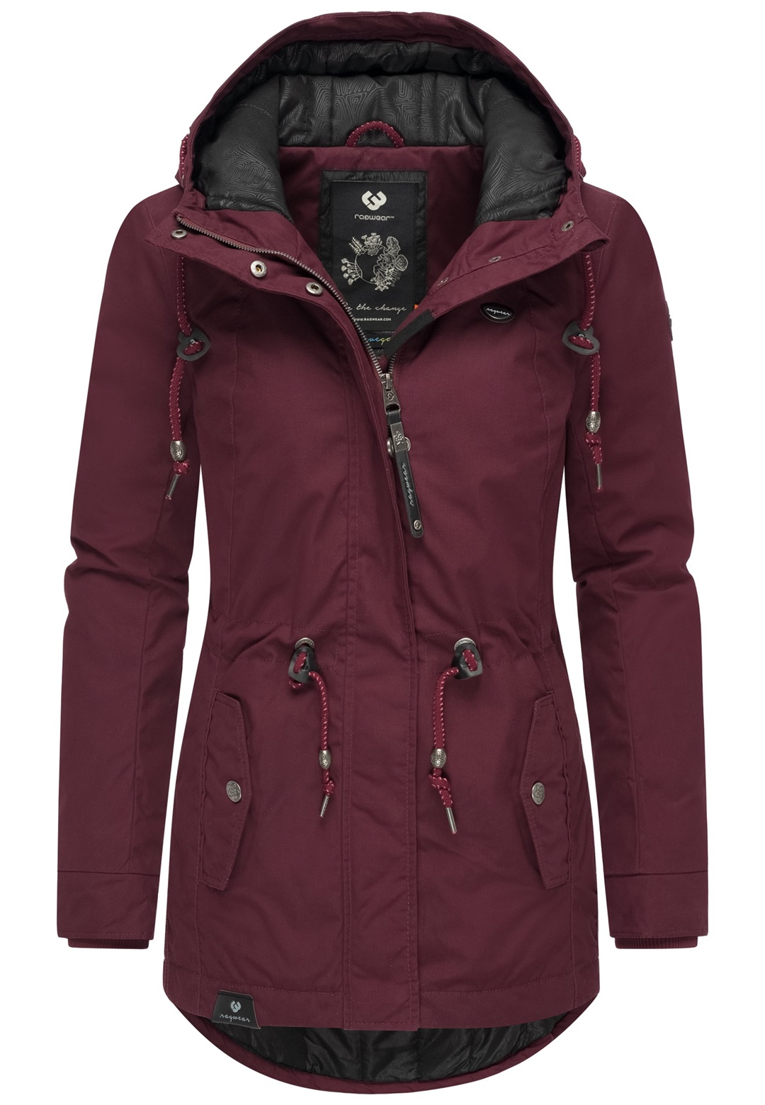 Ragwear MONADIS - Wintermantel - wine red/dunkelrot-meliert