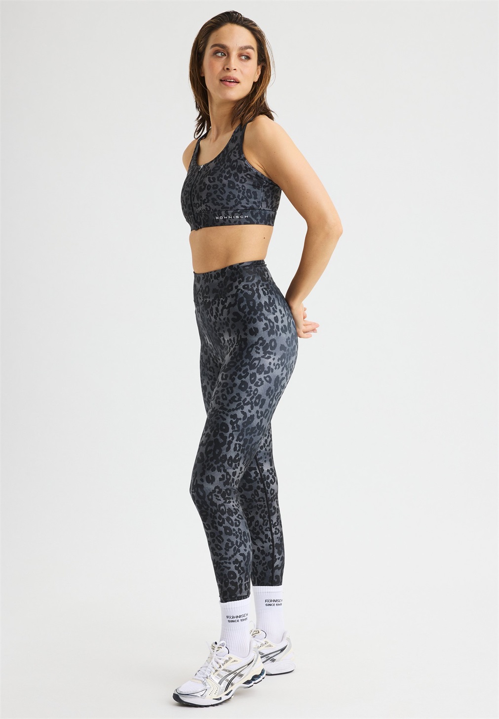 Röhnisch PRINTED HW - Tights - grey leo print/dunkelgrau