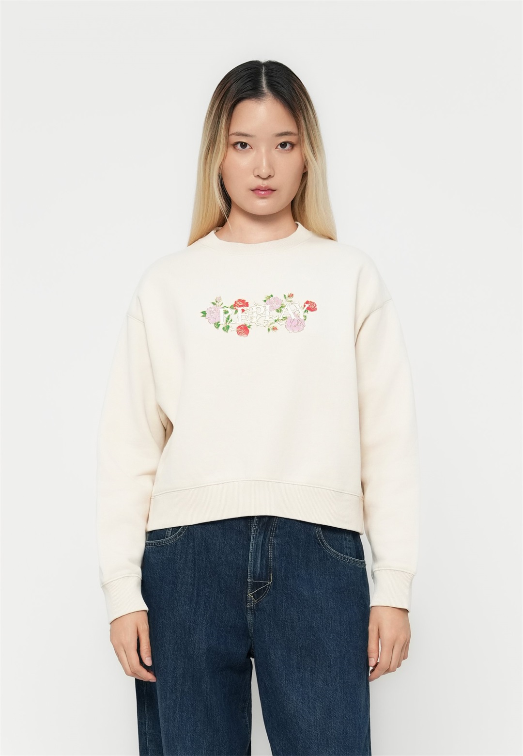 Replay SWEATSHIRT - Sweatshirt - winter white/weiß