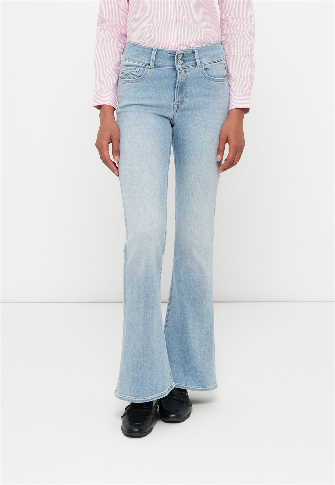 Replay NEWLUZ PANTS - Flared Jeans - light blue/light-blue denim