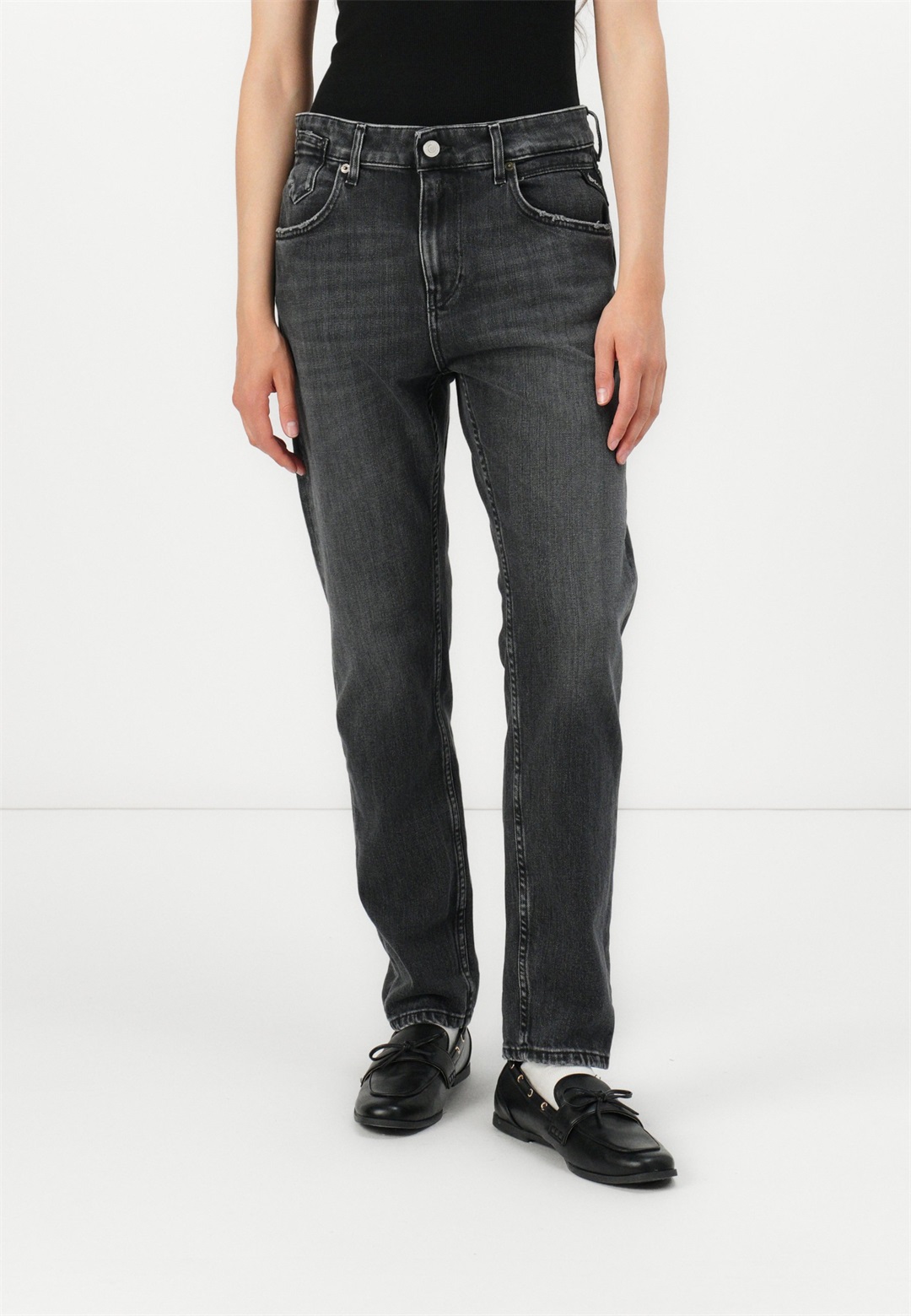 Replay MARTY PANTS - Jeans Straight Leg - dark grey/grey denim