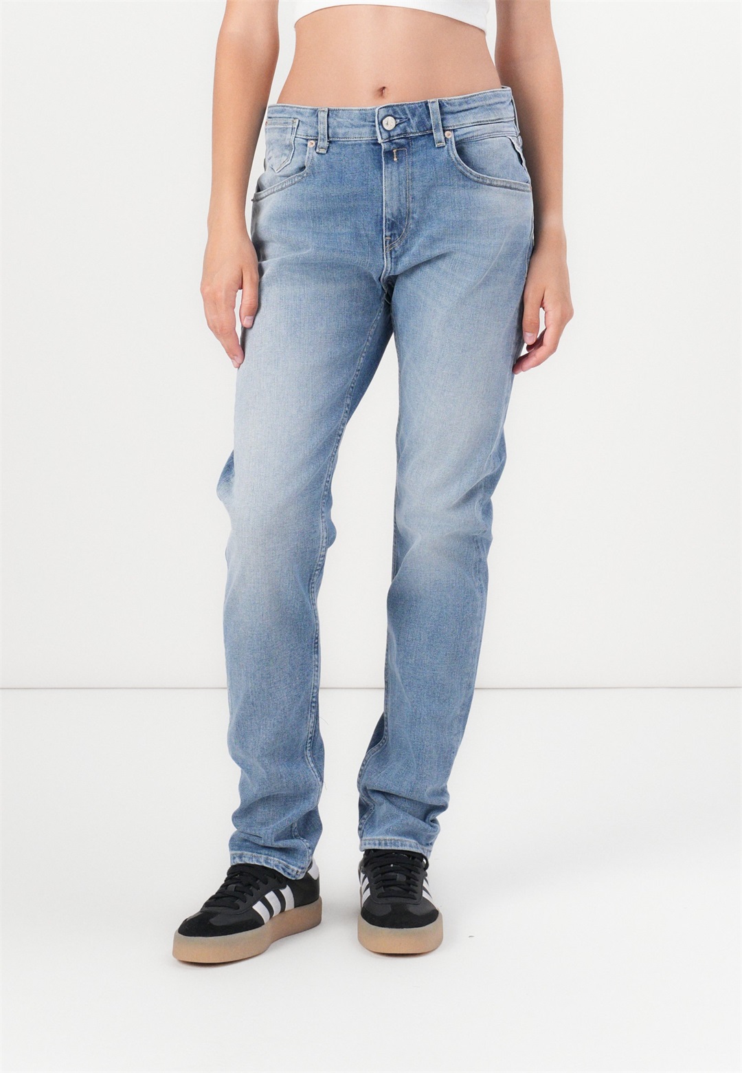 Replay MARTY PANTS - Jeans Straight Leg - light blue/light-blue denim
