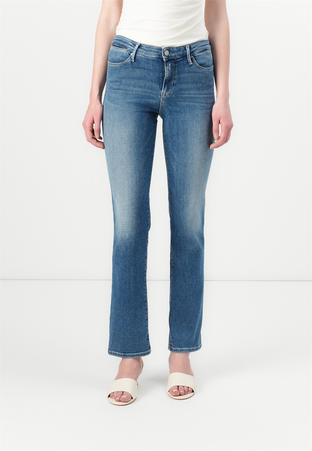 Replay ZOLIE PANTS - Jeans Straight Leg - medium blue/blue denim