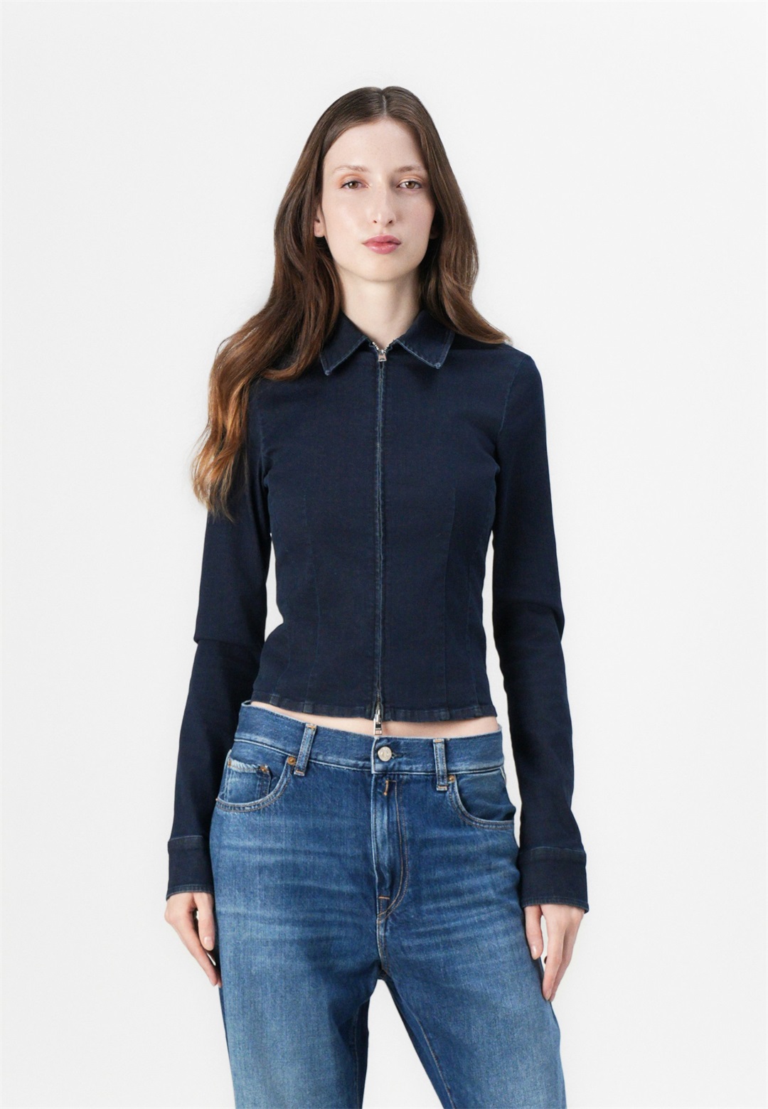 Replay FITTED TOUCH JACKET - Jeansjacke - dark blue/dark-blue denim