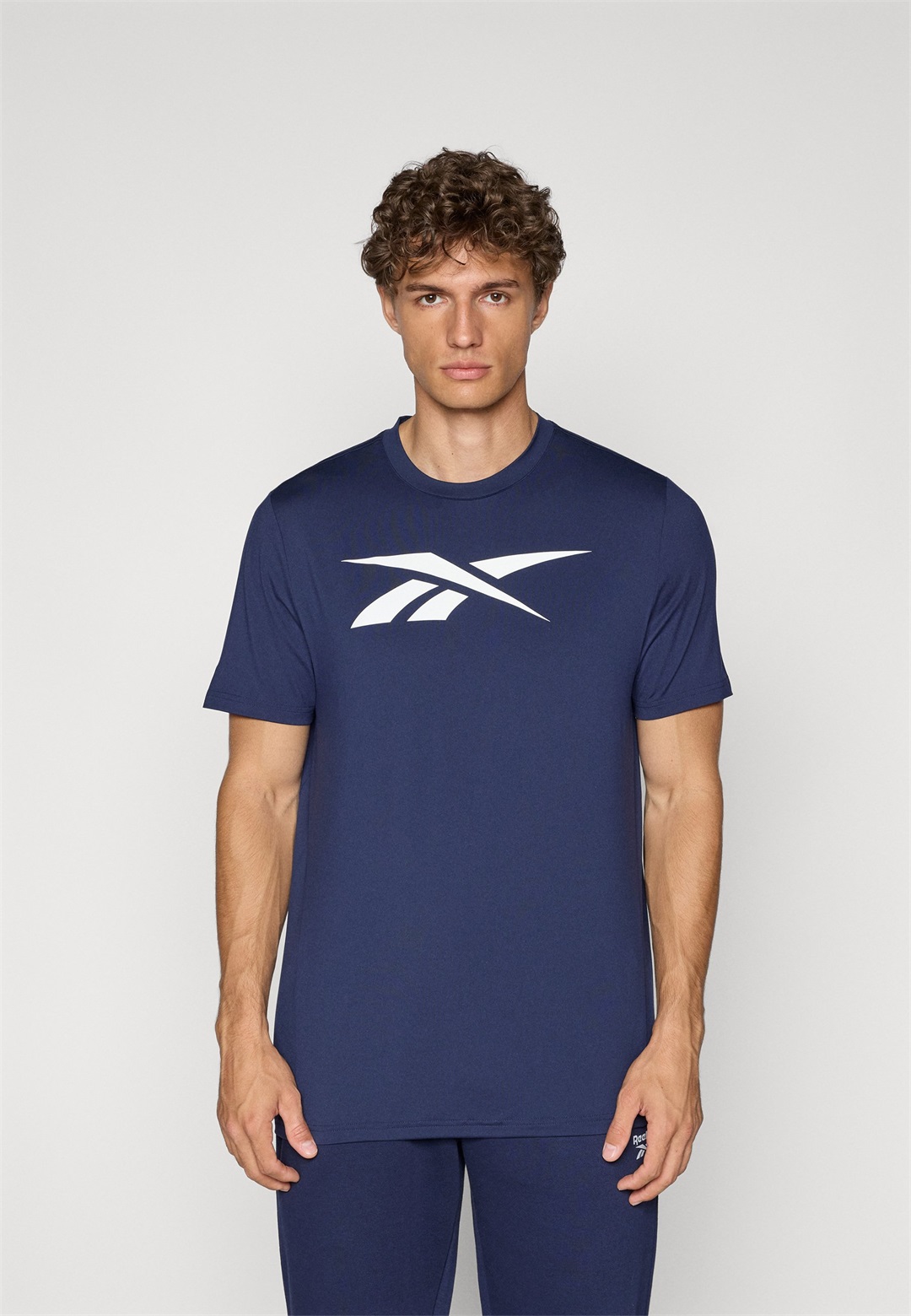 Reebok TRAIN LOGO STRETCH TECH - T-Shirt print - vector navy/blau