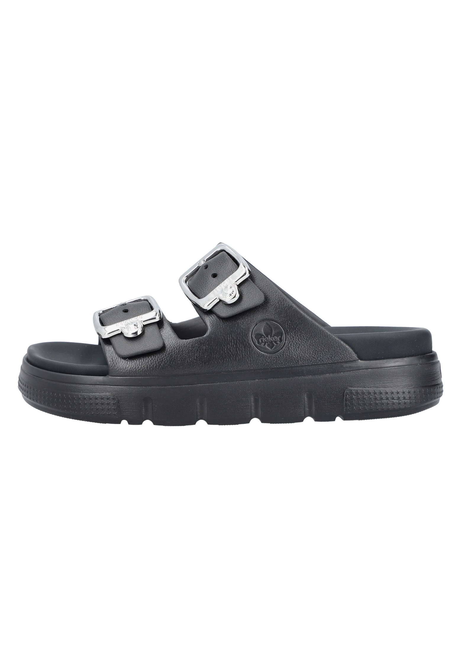 Rieker Pantolette flach - glanzschwarz/schwarz