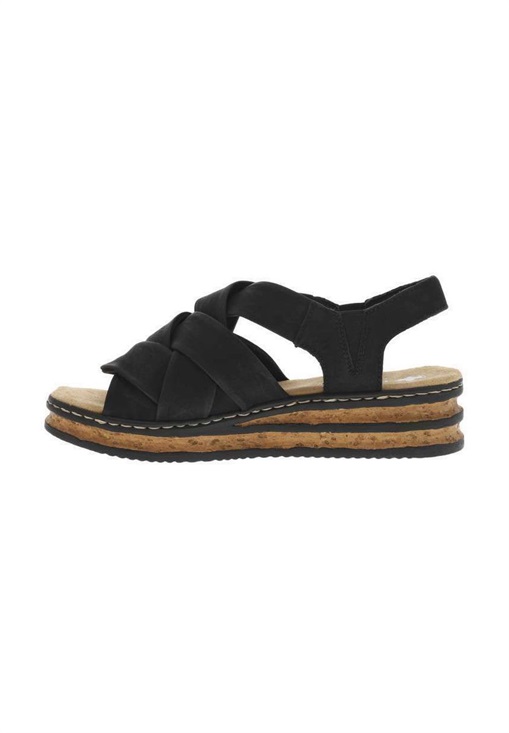Rieker Plateausandalette - noir/schwarz