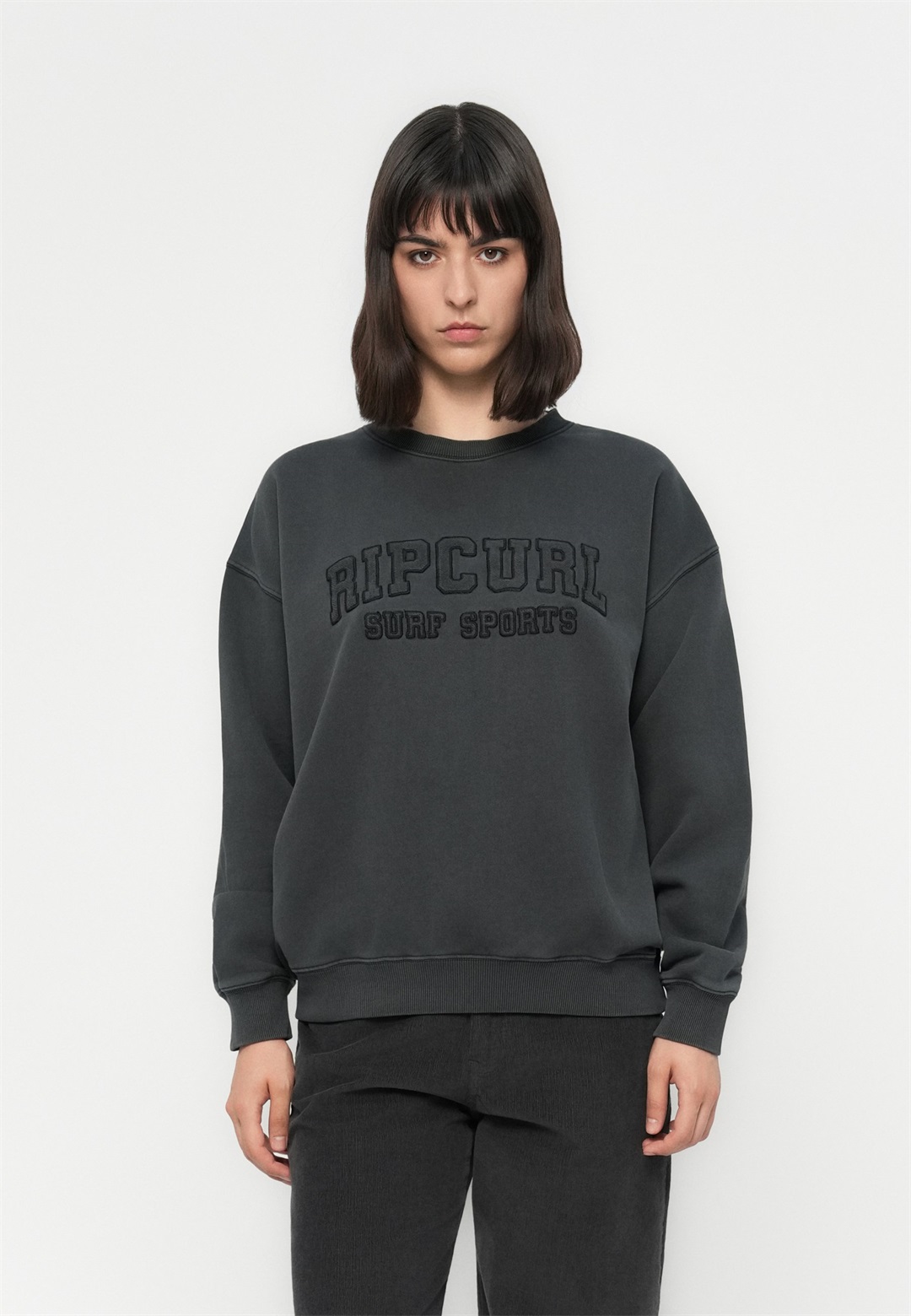 Rip Curl VARSITY SPORTS CREW - Sweatshirt - washed black/schwarz