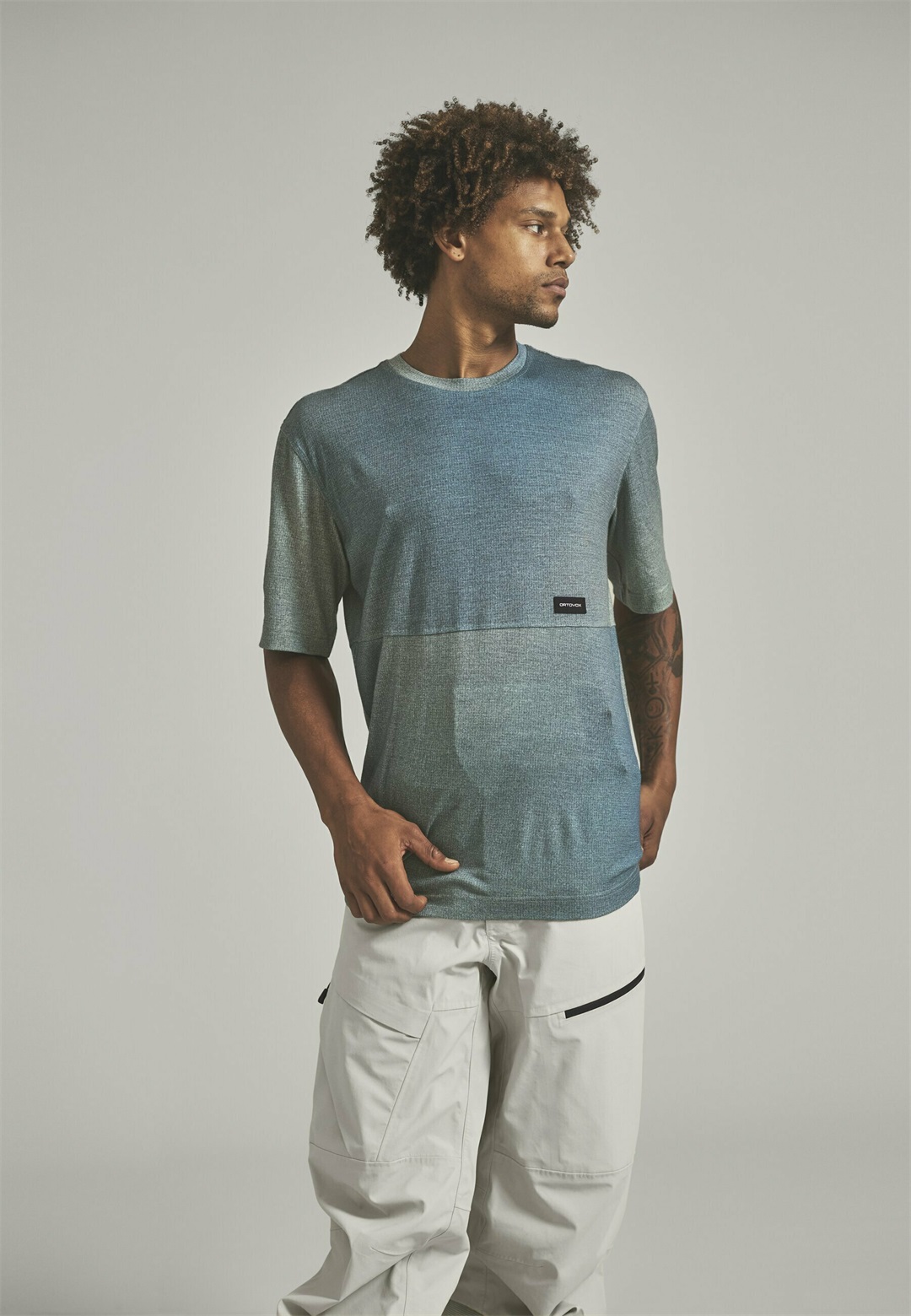 ORTOVOX 185 MERINO PATCH PRINT - Sport T-Shirt - mottled green/grün-meliert