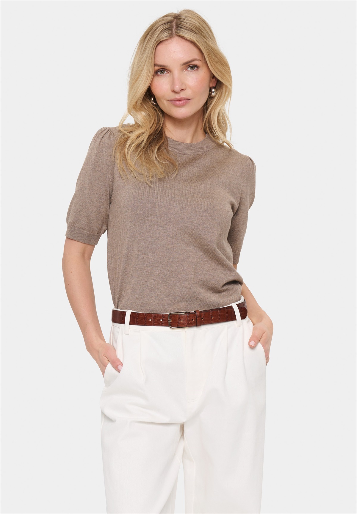 Saint Tropez MILASZ SS - T-Shirt basic - atmos melange/hellgrau