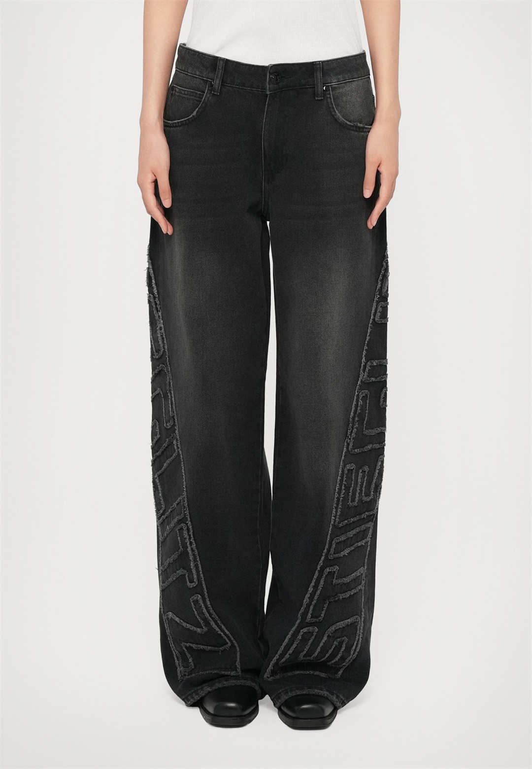 Stieglitz FIBEL - Jeans Straight Leg - black/schwarz