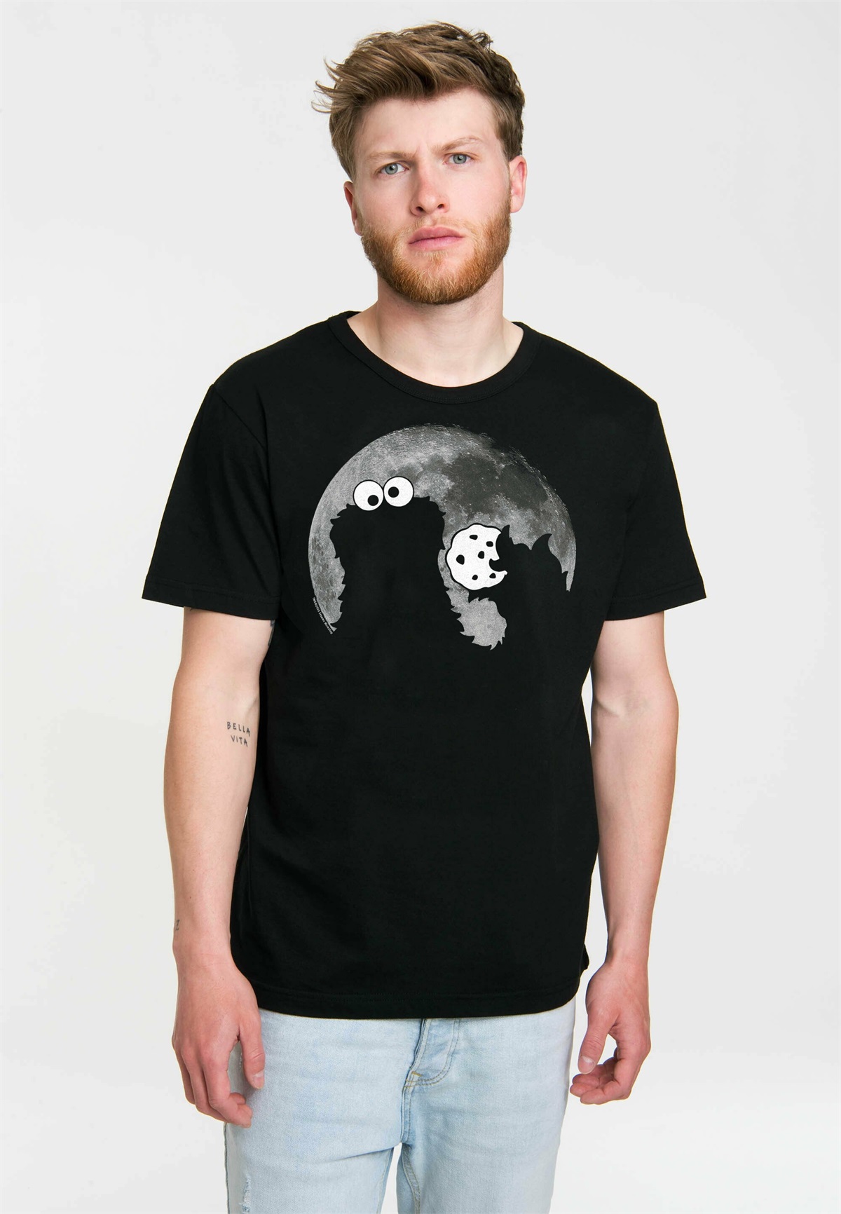 LOGOSHIRT SESAMSTRASSE - KRÜMELMONSTER MOND - T-Shirt print - schwarz