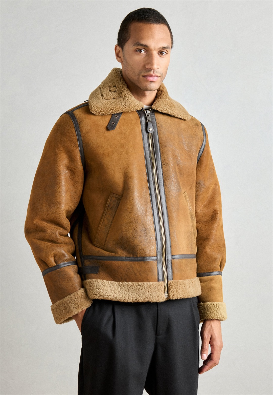 Schott Lederjacke - mustard/senf