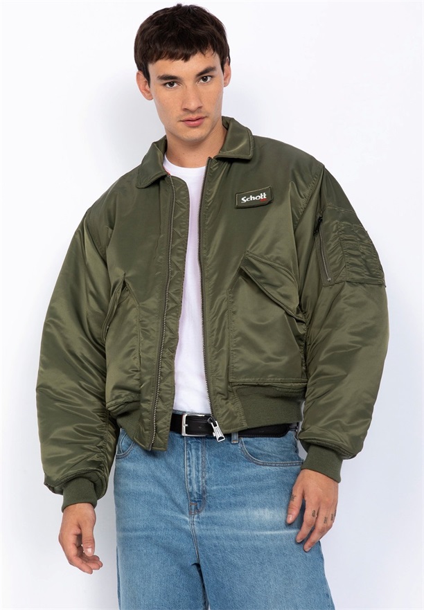 Schott Bomberjacke - kaki army/grün