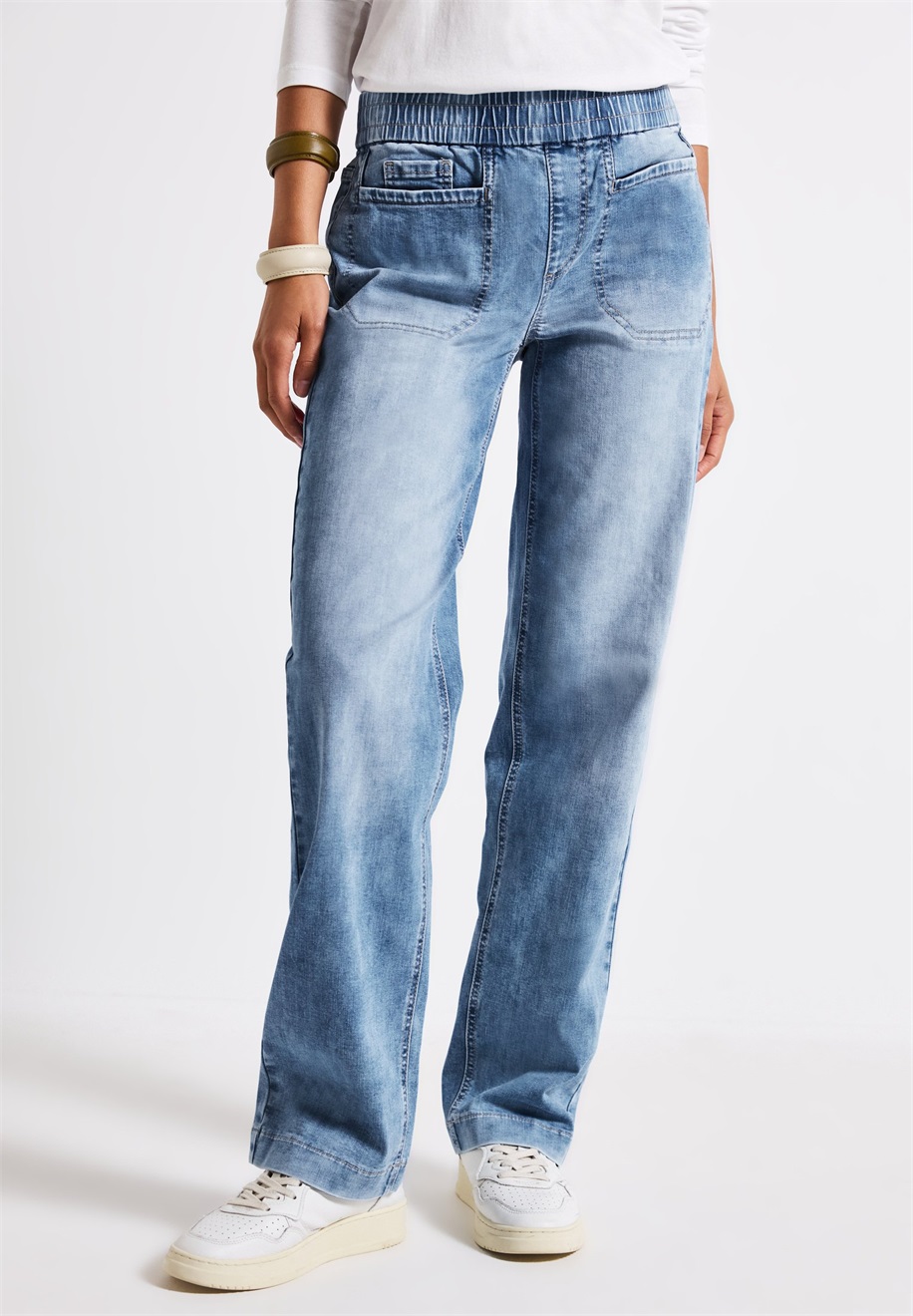 Street One MIT ELASTIKBUND - Loose Jeans - blau/light-blue denim