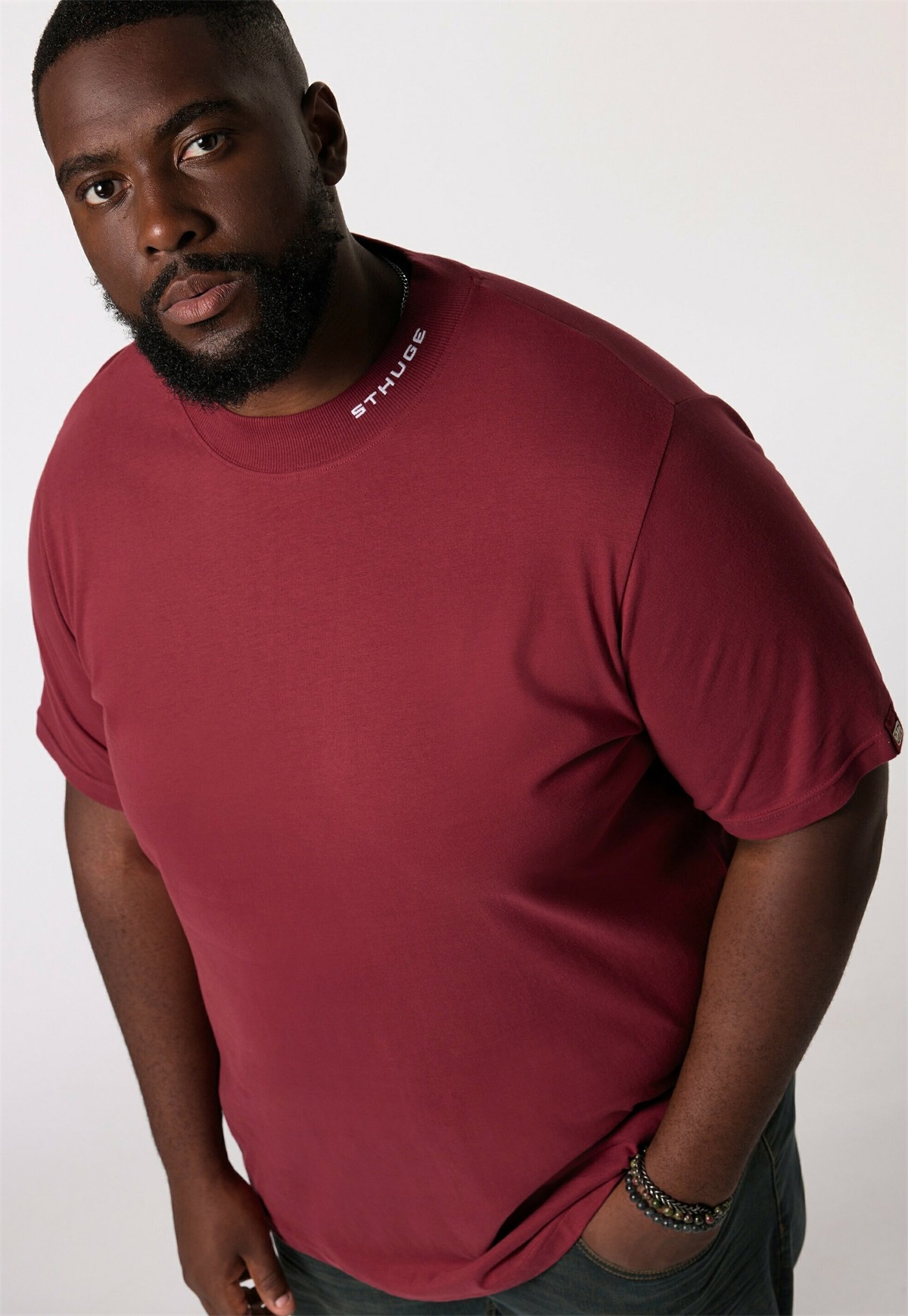 STHUGE T-Shirt print - dark red/rot