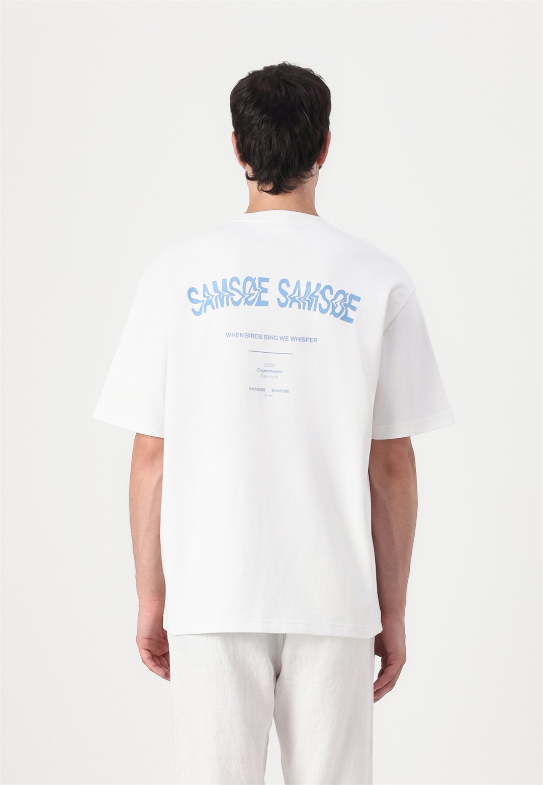 Samsøe Samsøe SWIRL UNISEX - T-Shirt print - blue jasper/weiß