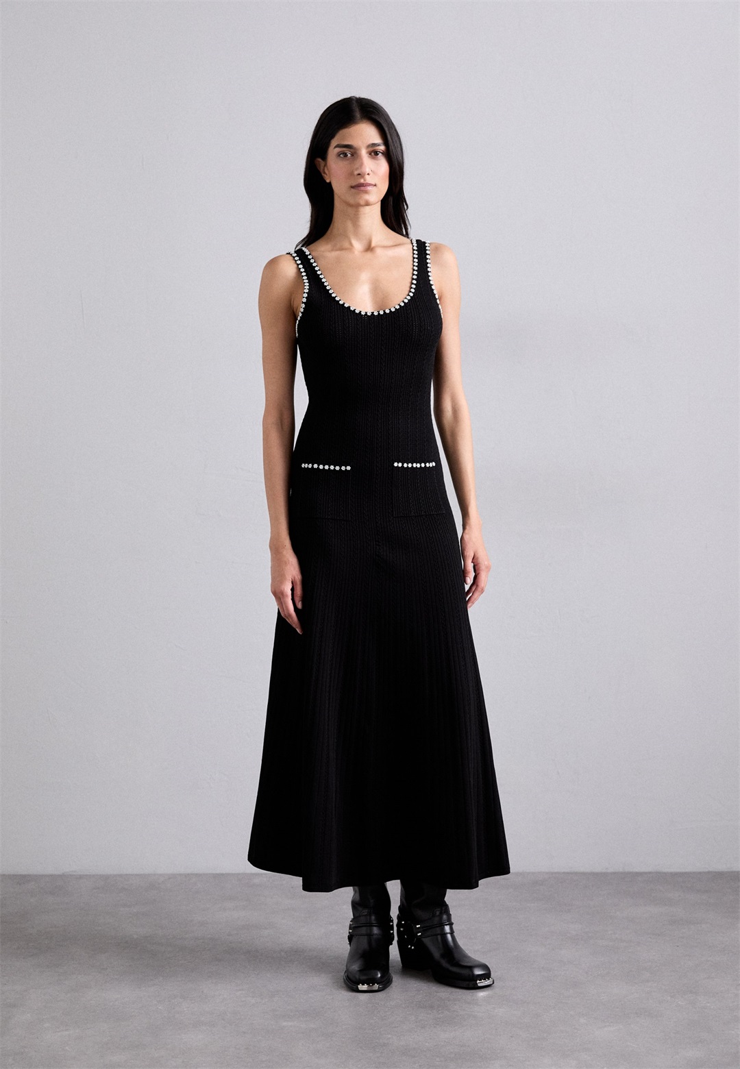 sandro ROBE MIDI DEBARDEUR DETAILS FINITIONS - Maxikleid - noir/schwarz