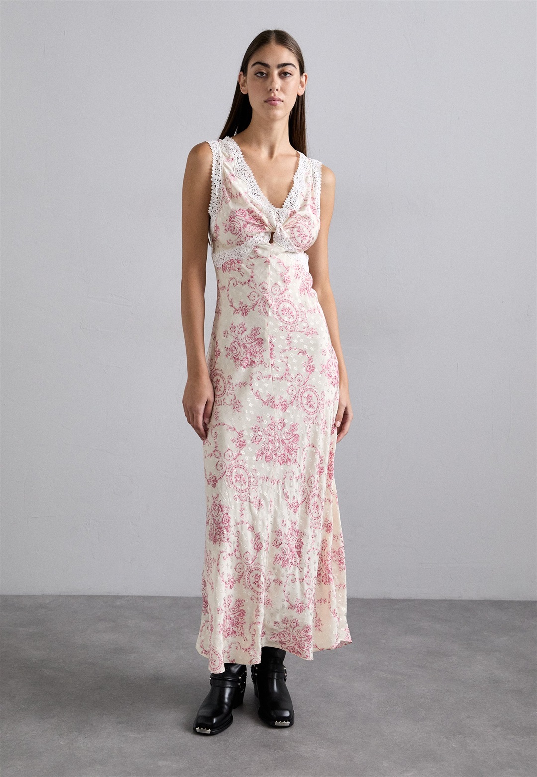 sandro ROBE - Maxikleid - rose/ecru/offwhite