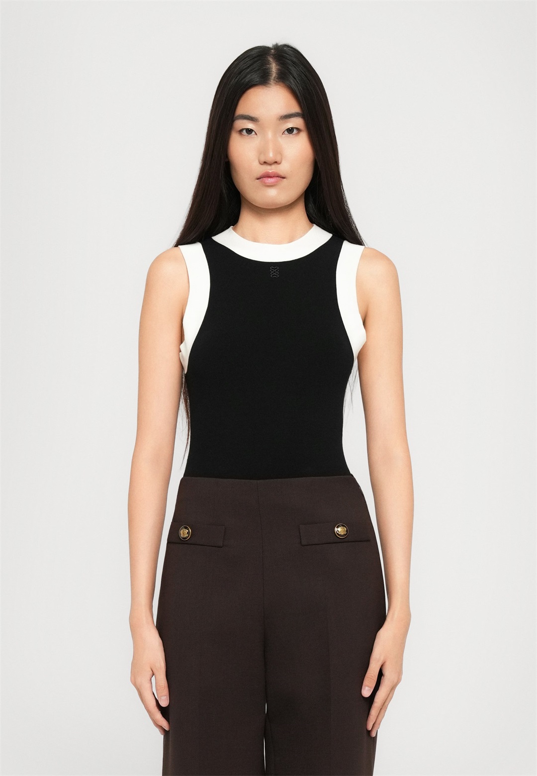 sandro MAILLE BICOLORE - Top - noir/schwarz