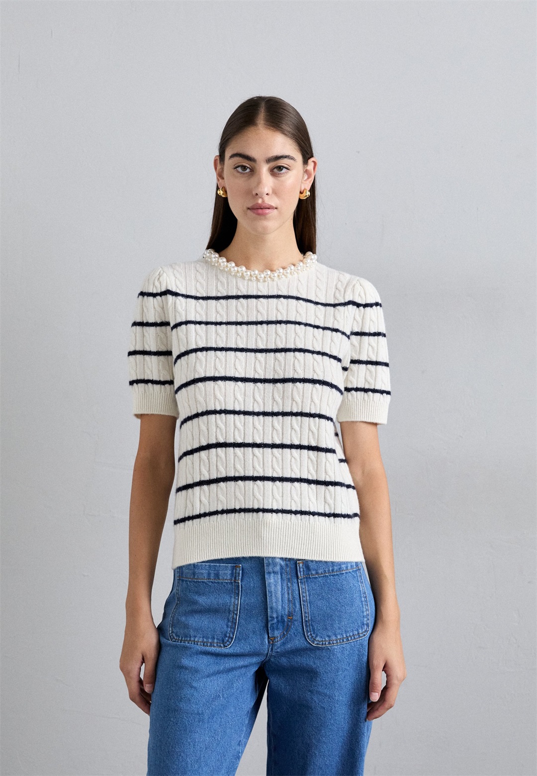 sandro MADIE MARINIERE - T-Shirt print - ecru/offwhite