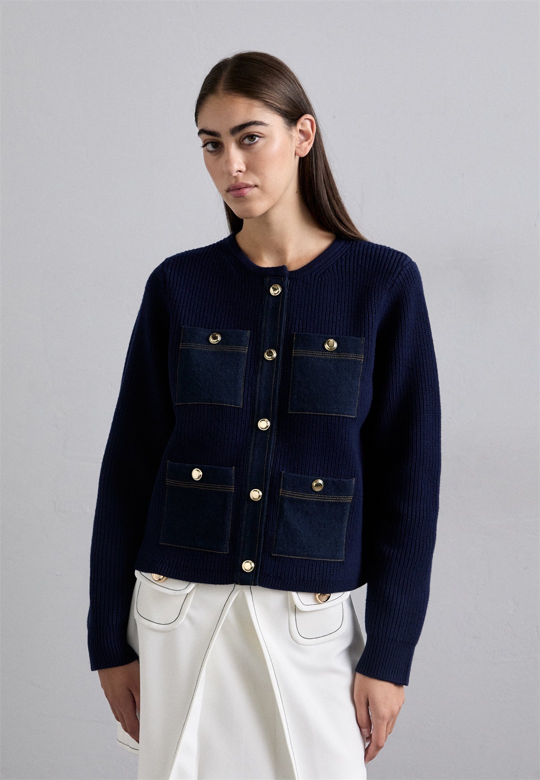 sandro CARDICOAT COTES - Strickjacke - marine/dunkelblau