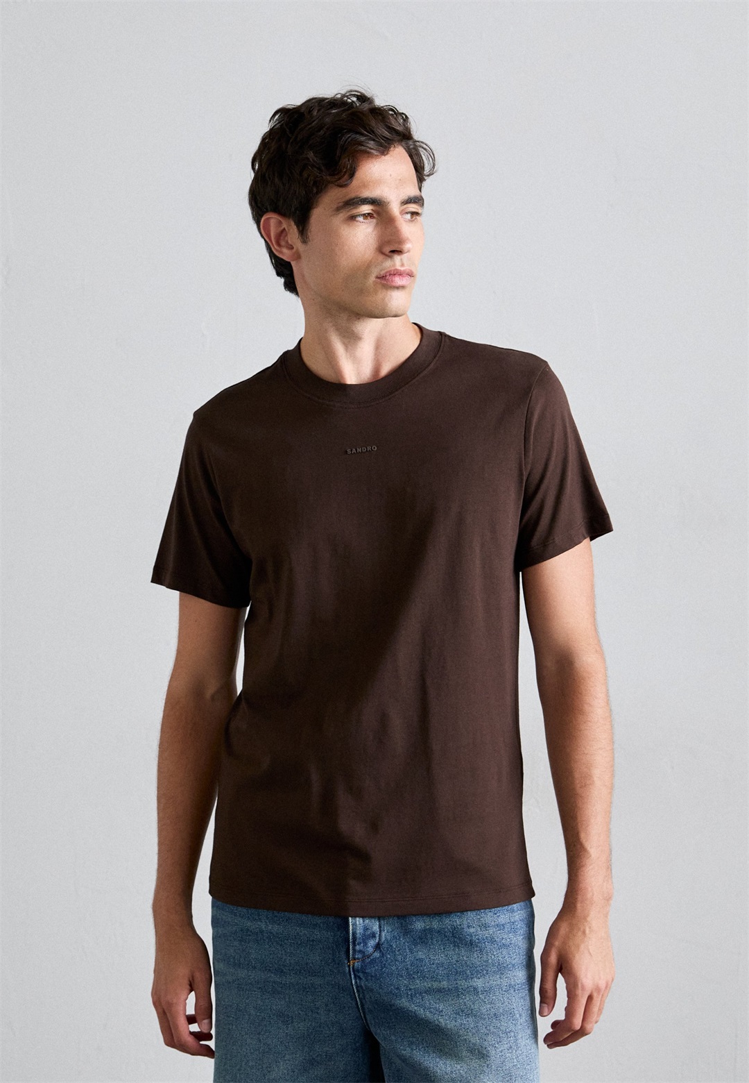 sandro RUBBER TEE - T-Shirt basic - chocolat/braun