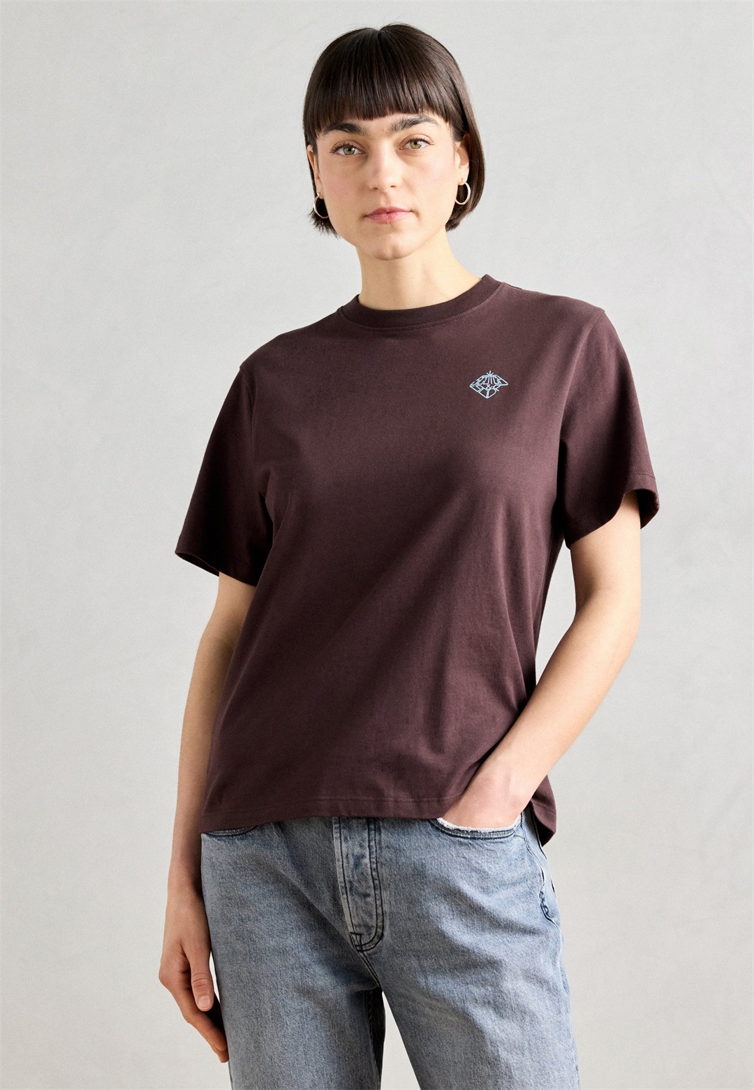 Scotch & Soda REGULAR FIT WITH CHEST ARTWORK - T-Shirt print - chocolate plum/braun