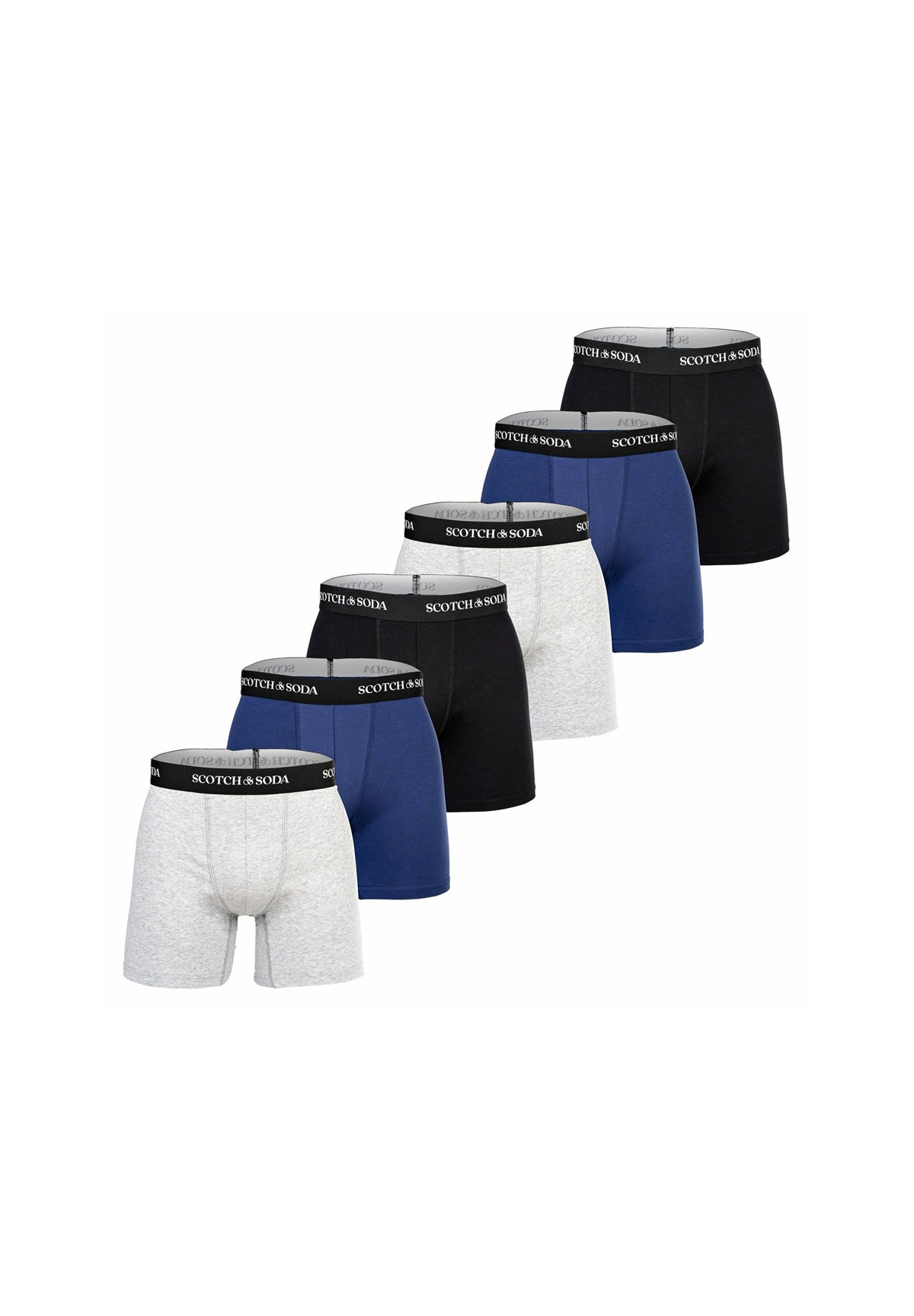 Scotch & Soda 6ER PACK - SOLID STRETCH - Boxer Briefs - schwarz blau grau/weiß