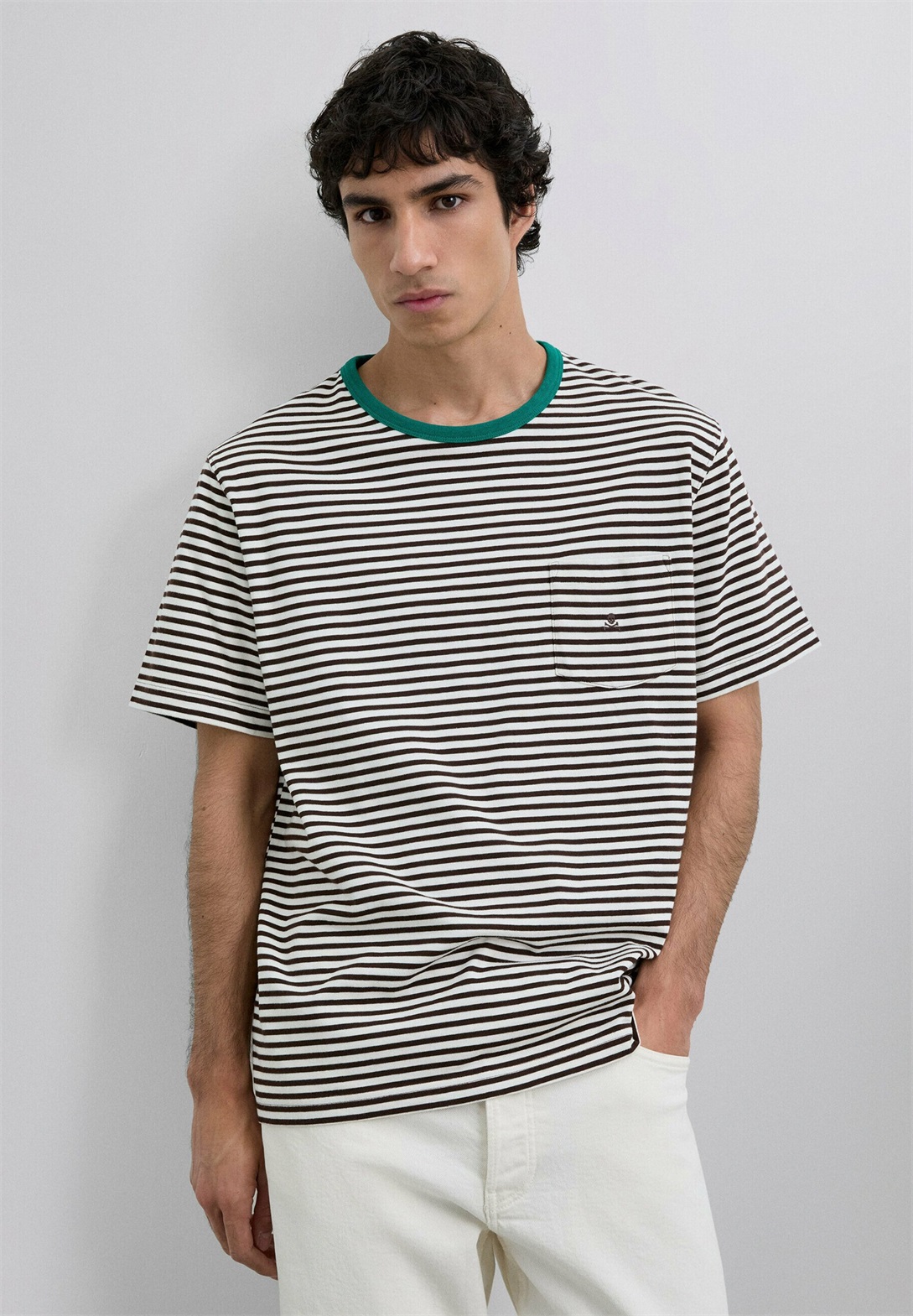 Scalpers STRIPEDPOCKET - T-Shirt print - dark brown/dunkelbraun