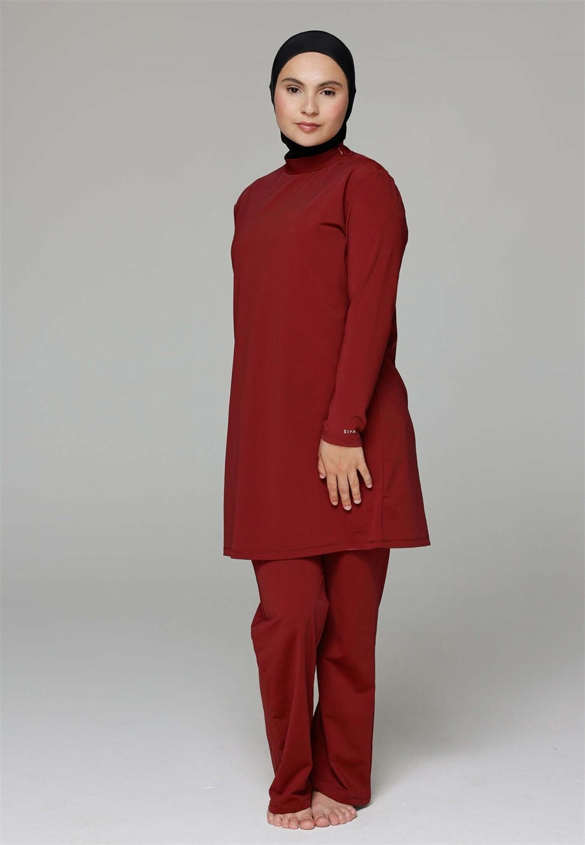 SIYA Swimwear SOUTH - COVERED - WIDE - MODEST - Burkini - burgundy/dunkelrot
