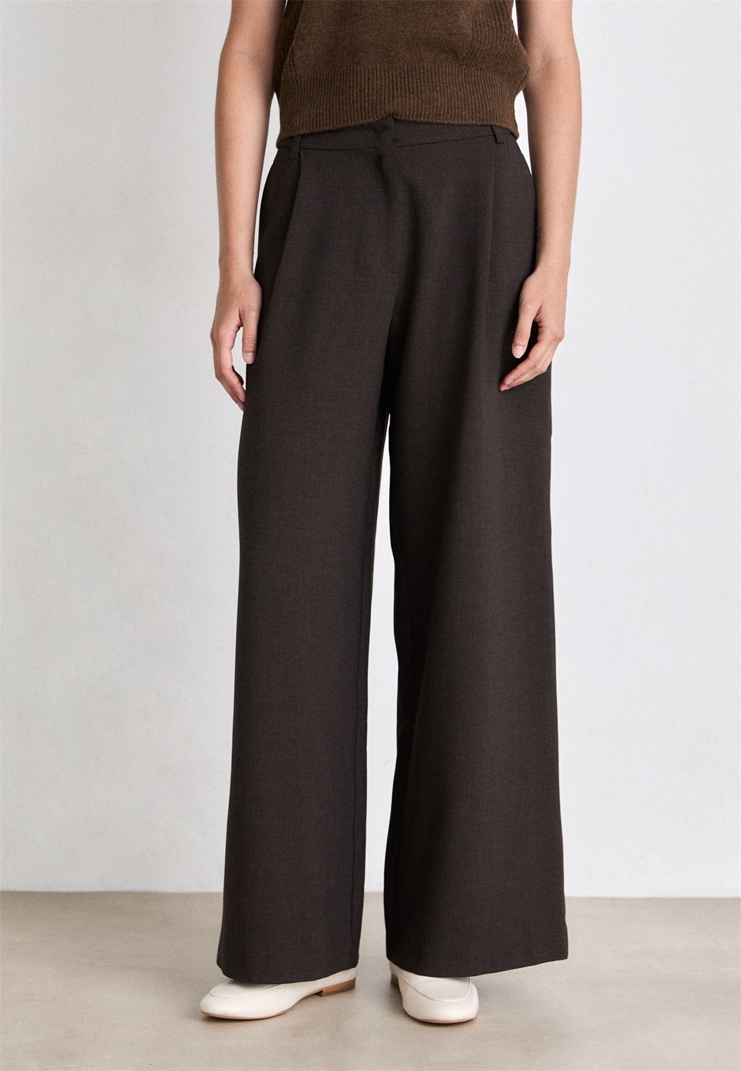 sessùn PROVENCO - Stoffhose - dark stone/dunkelbraun