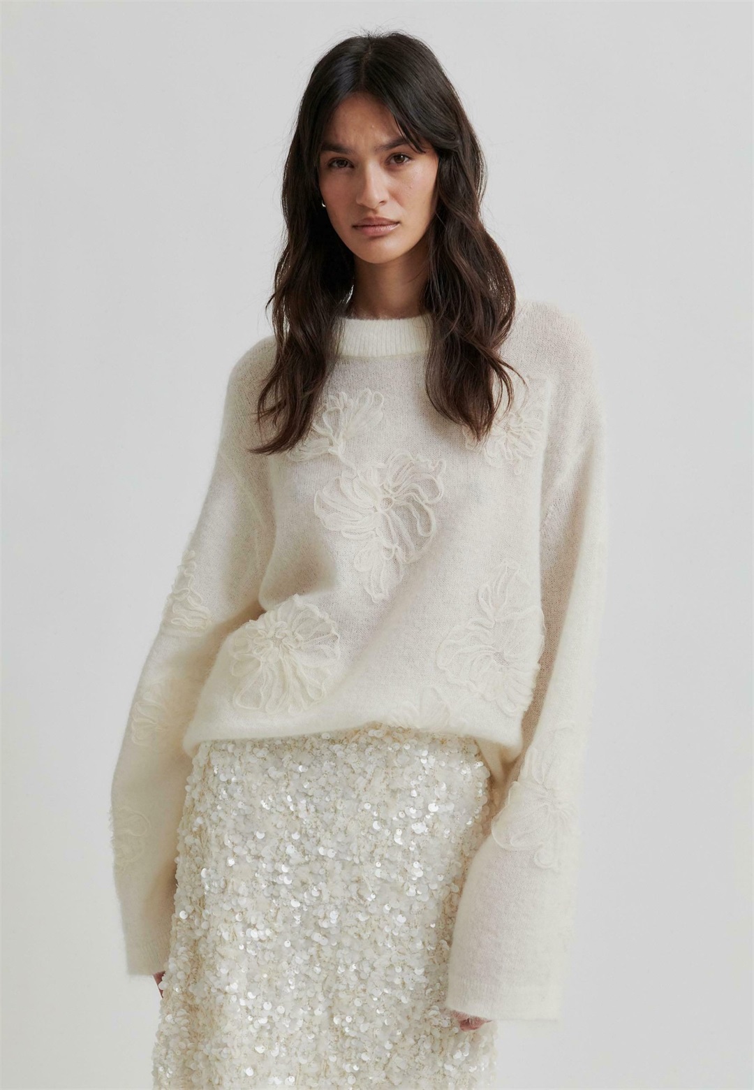 Second Female Strickpullover - tofu/weiß