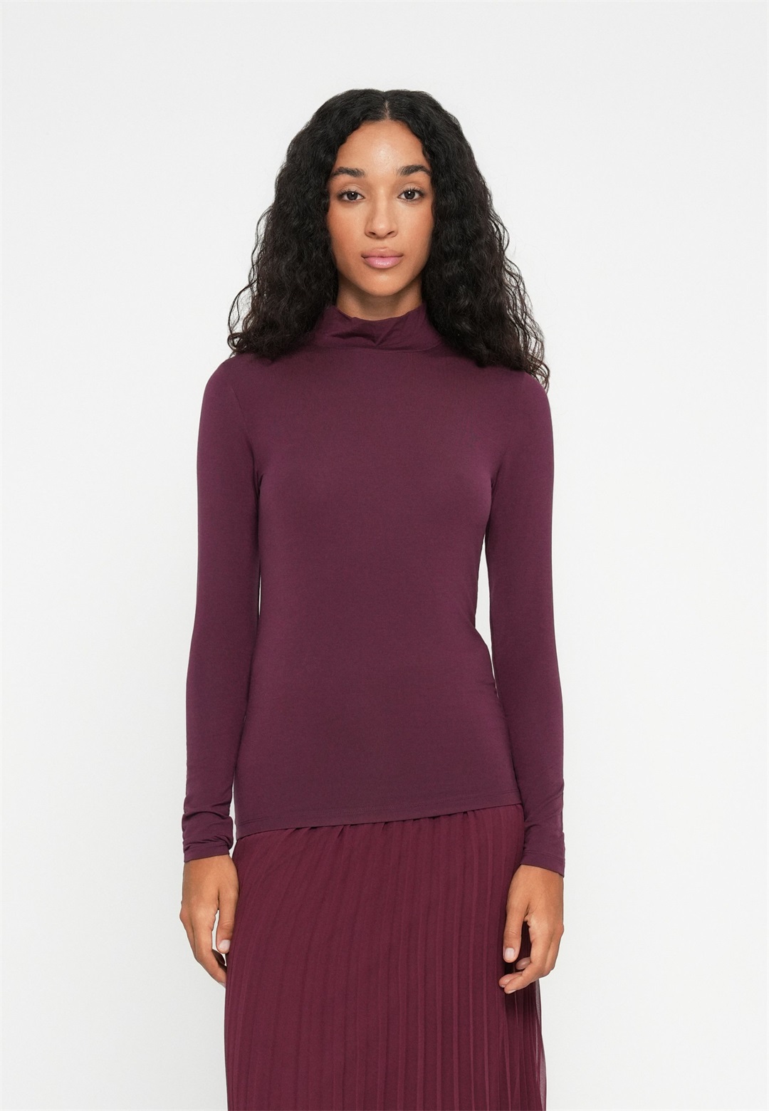 Selected Femme SLFMANJA HIGH NECK - Langarmshirt - fig/dunkellila