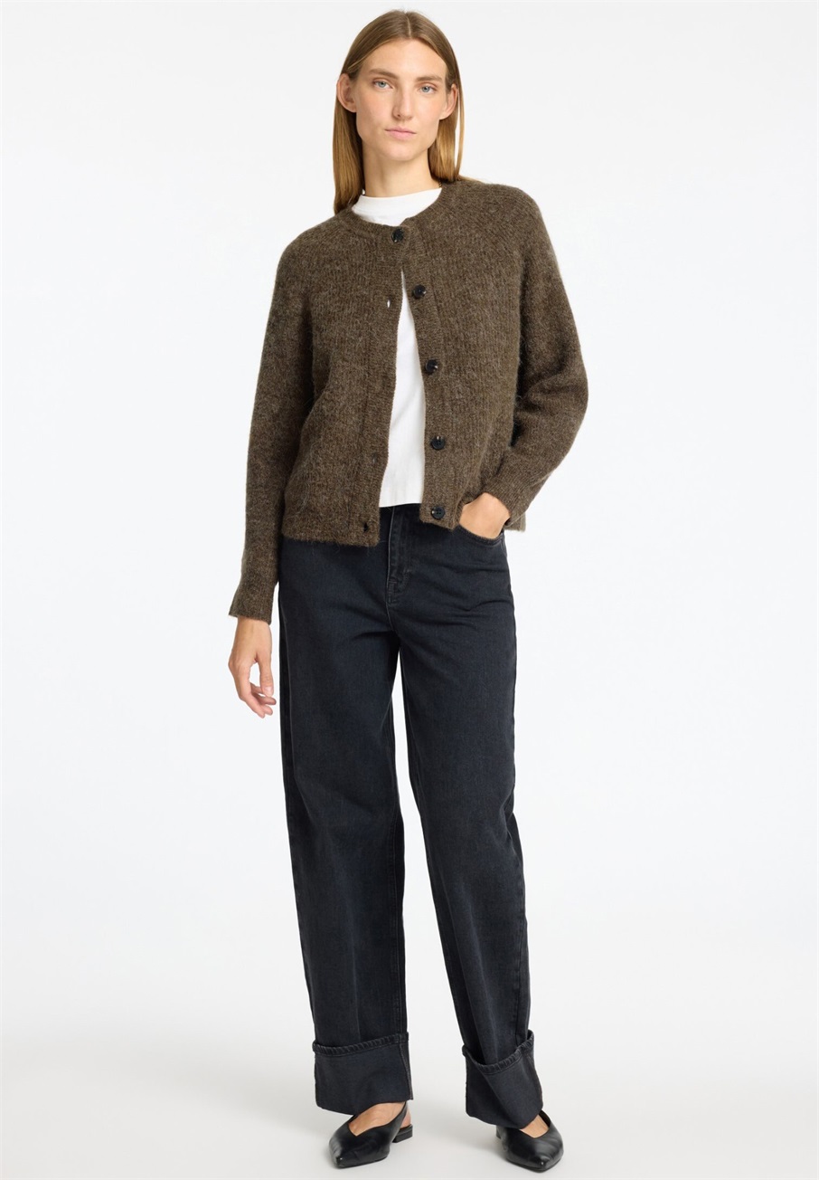 Selected Femme SLFLULU CARDIGAN - Strickjacke - dachshund/dunkelbraun