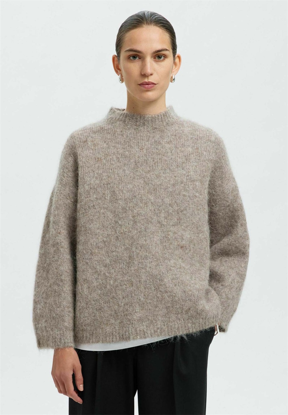Selected Femme Strickpullover - steel gray/hellgrau