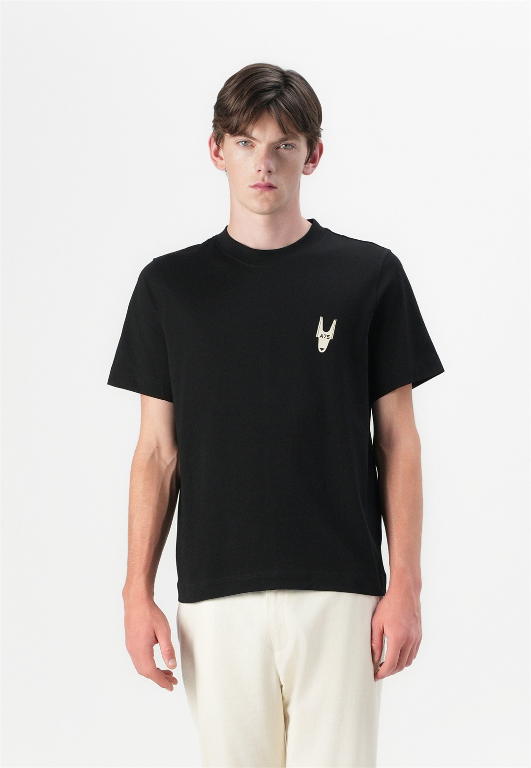 Selected Homme SLHGEORGE O NECK TEE - T-Shirt print - black/schwarz