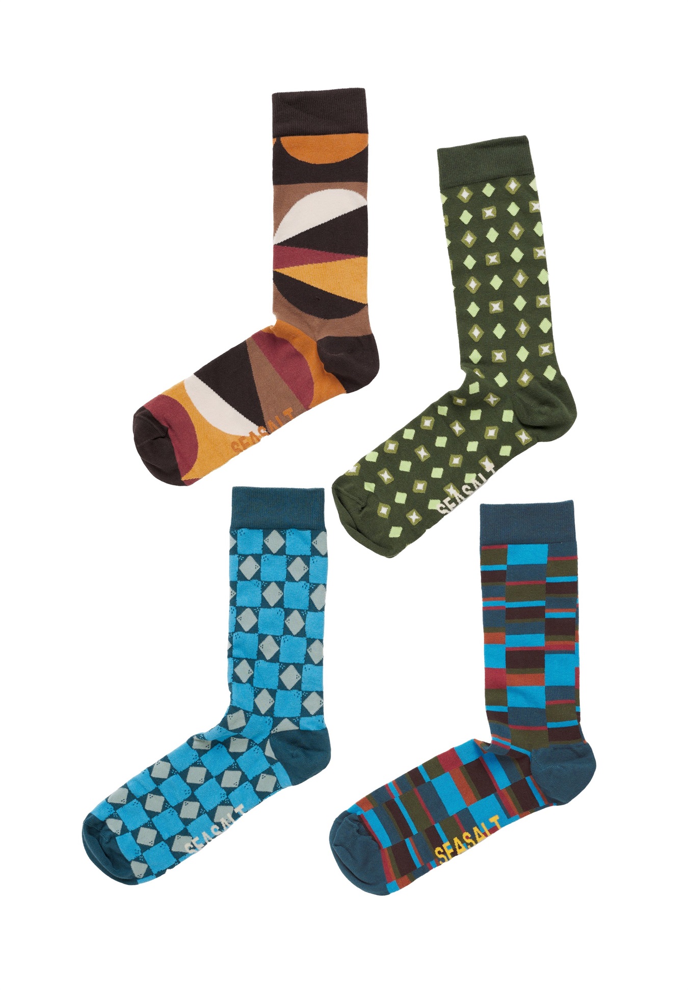 Seasalt Cornwall 4 PACK ARTY GEO - Socken - multi - pectan mix/braun