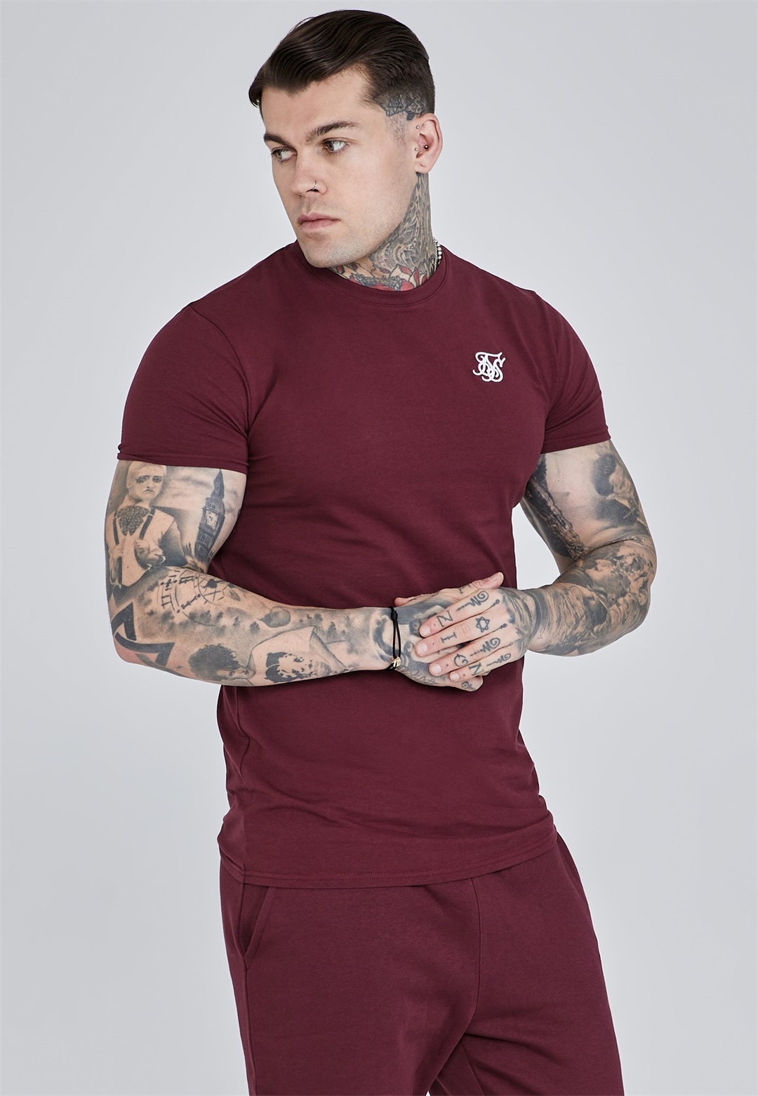 SIKSILK ESSENTIALS - T-Shirt basic - burgundy/rot