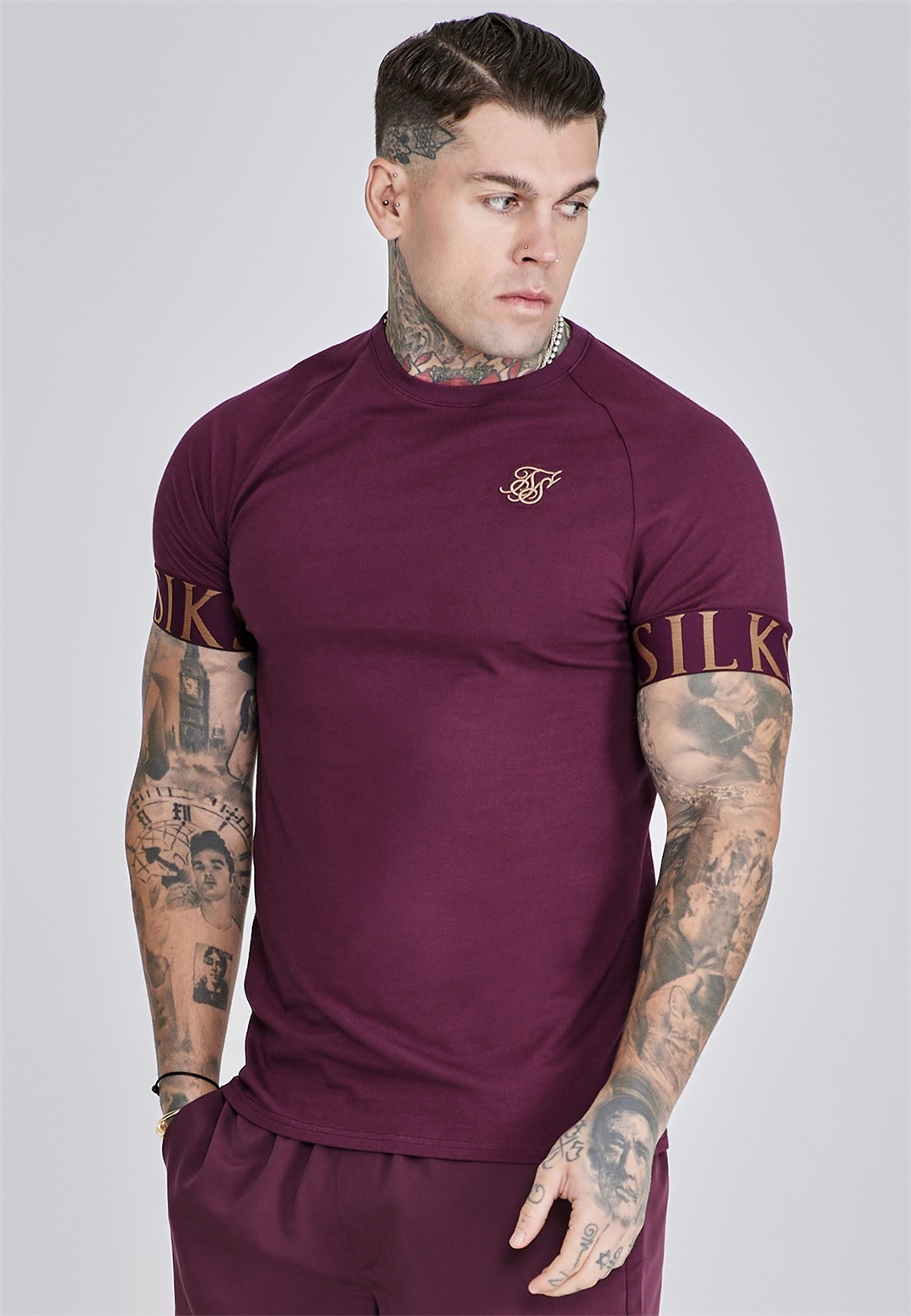 SIKSILK T-Shirt print - burgundy/rot
