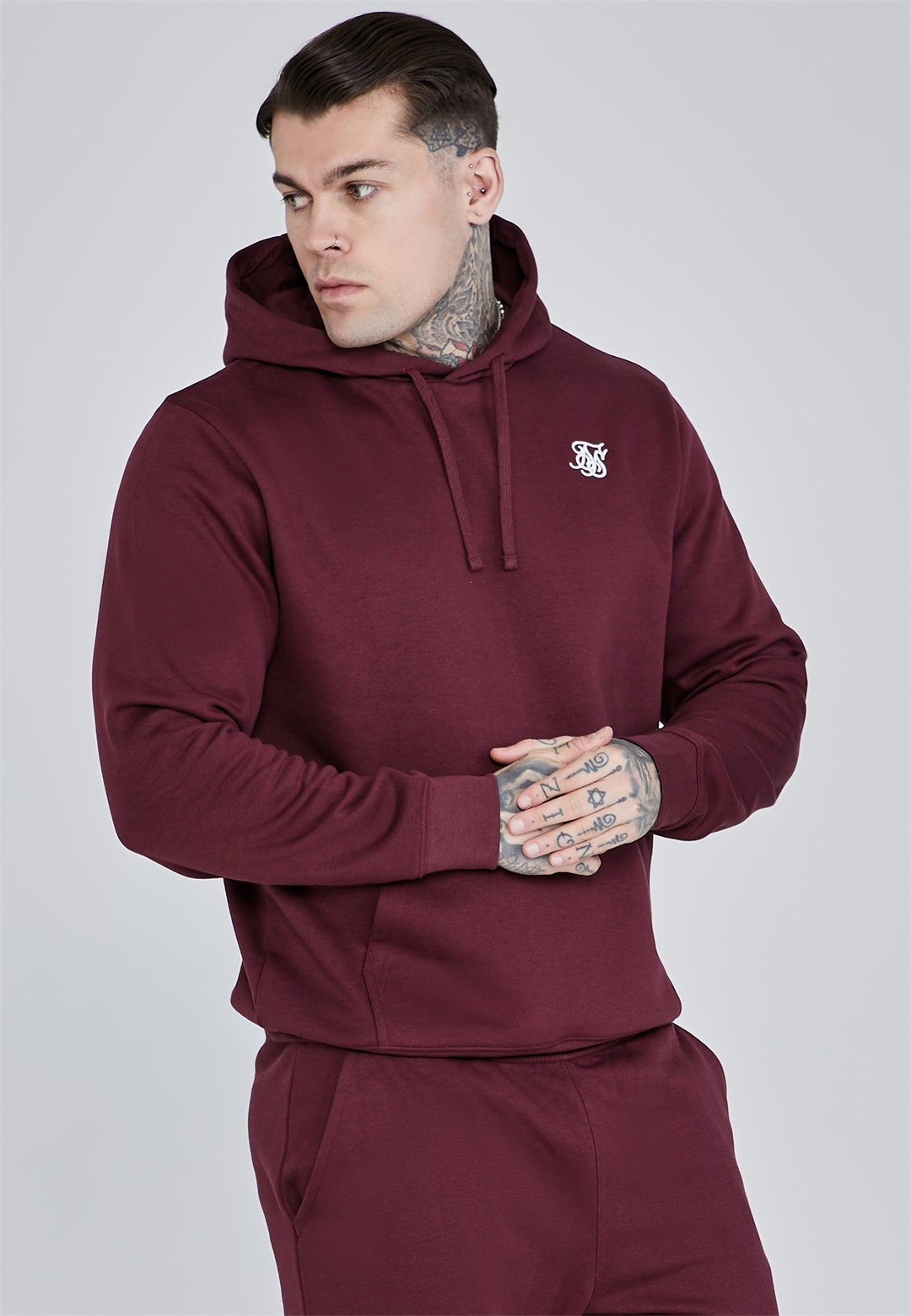 SIKSILK ESSENTIALS - Kapuzenpullover - burgundy/rot