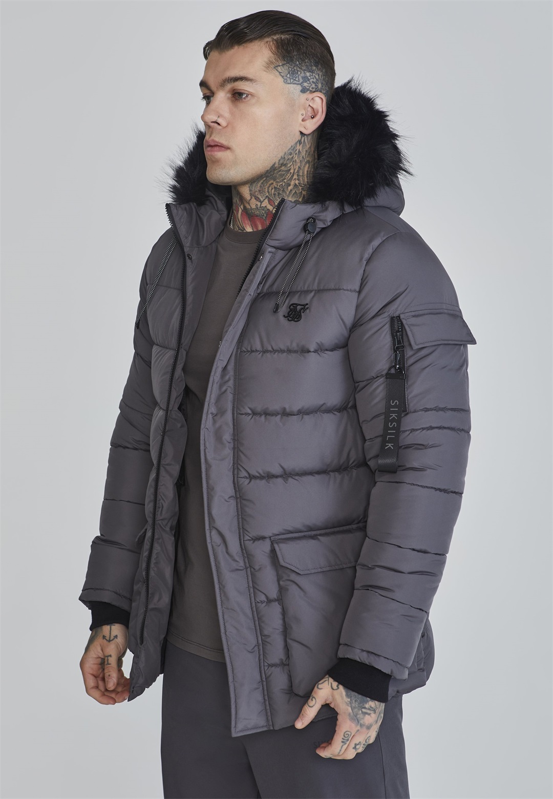 SIKSILK Winterjacke - grey/grau