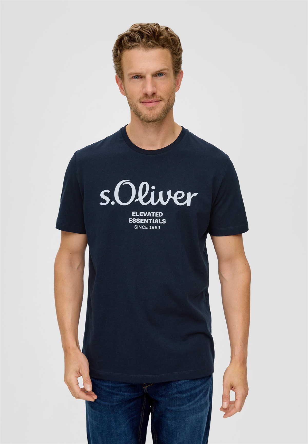 s.Oliver KURZARM - T-Shirt print - navy/royal
