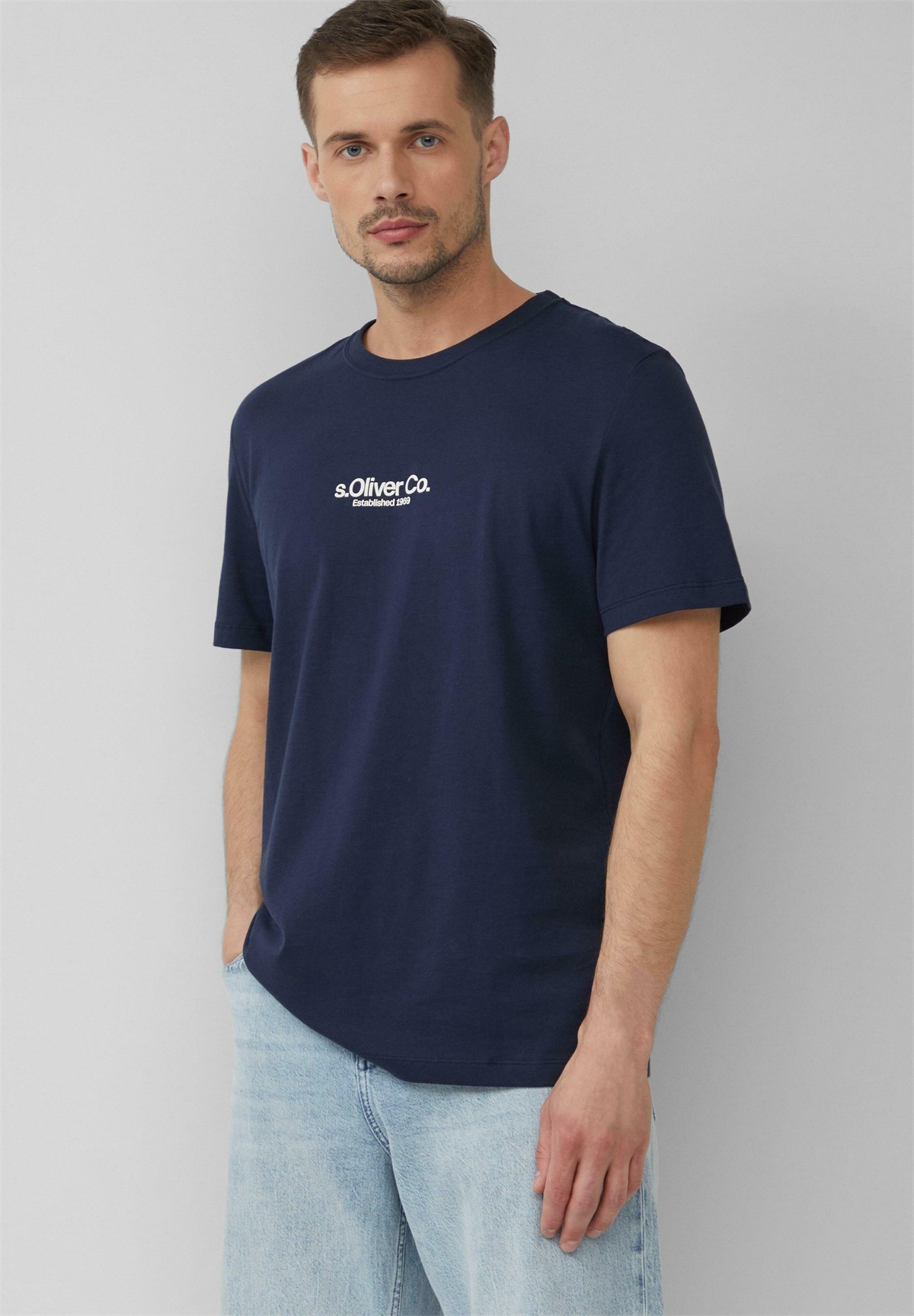 s.Oliver T-Shirt print - tiefblau/blau