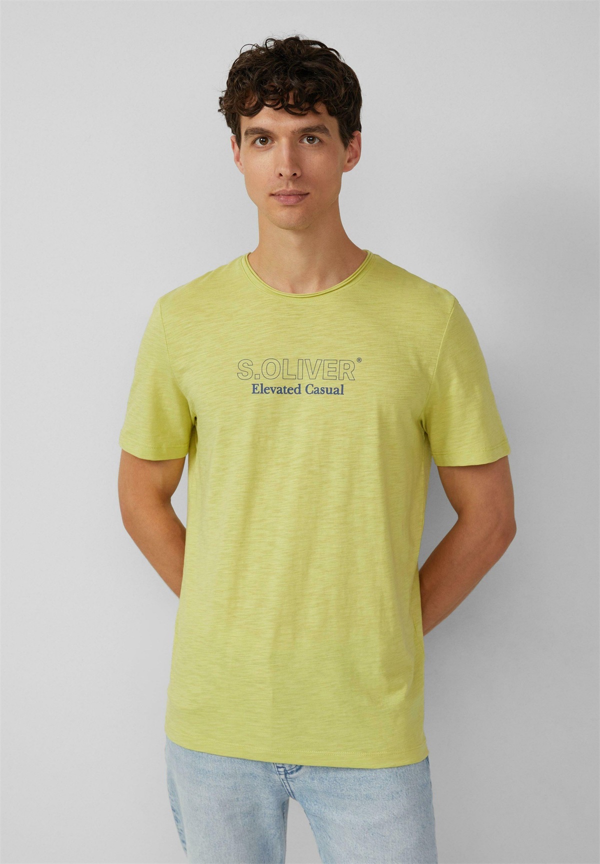 s.Oliver MELIERTES MIT ROLLKANTE - T-Shirt print - hellgrün/grün