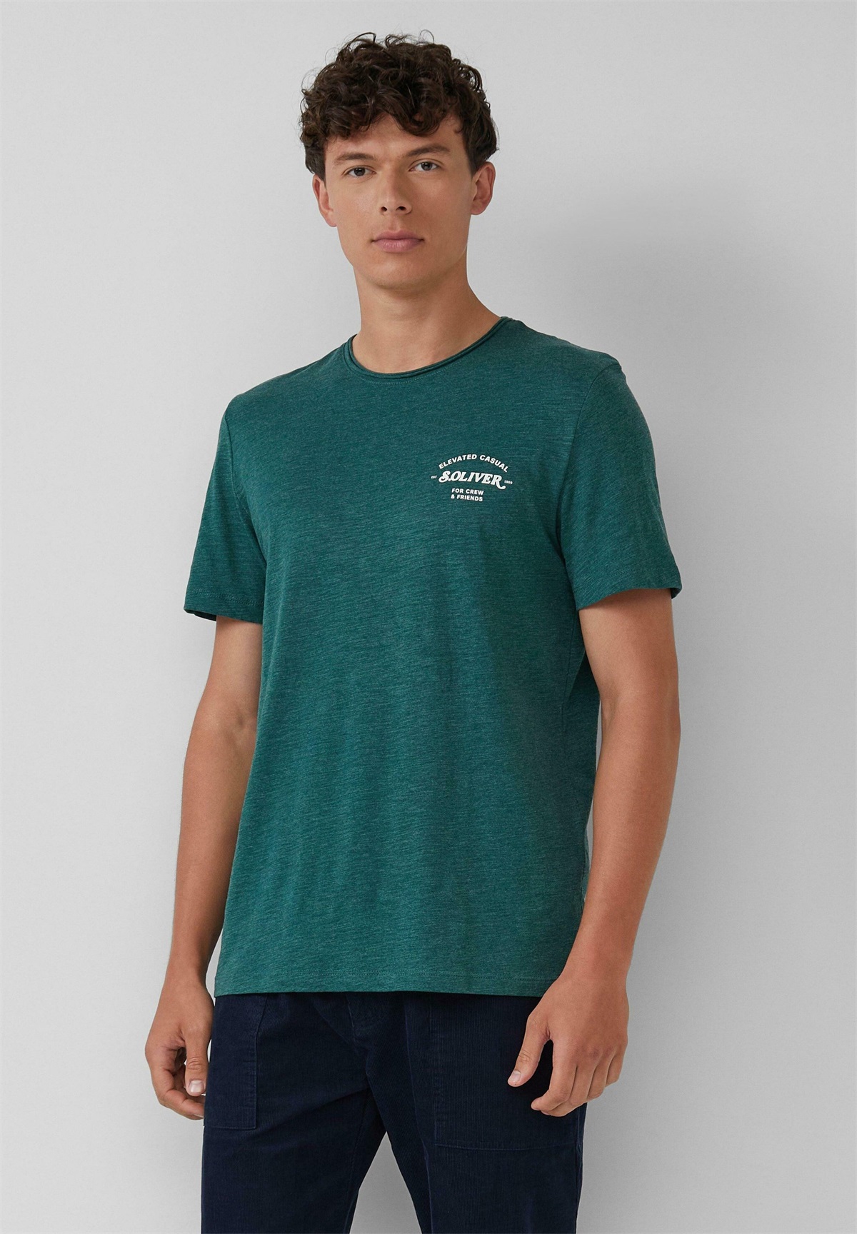 s.Oliver MELIERTES MIT ROLLKANTE - T-Shirt print - tannengrün/grün