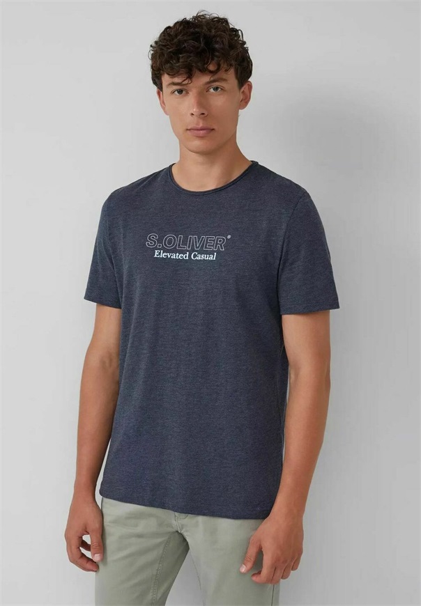 s.Oliver MELIERTES MIT ROLLKANTE - T-Shirt print - anthrazit