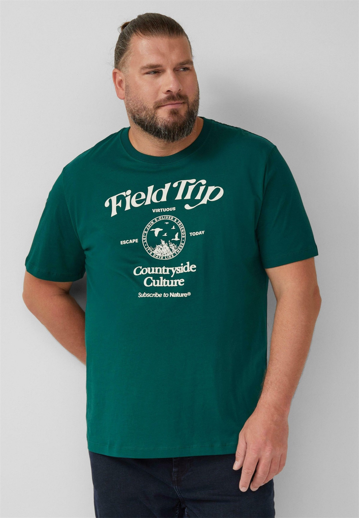 s.Oliver T-Shirt print - tannengrün/khaki