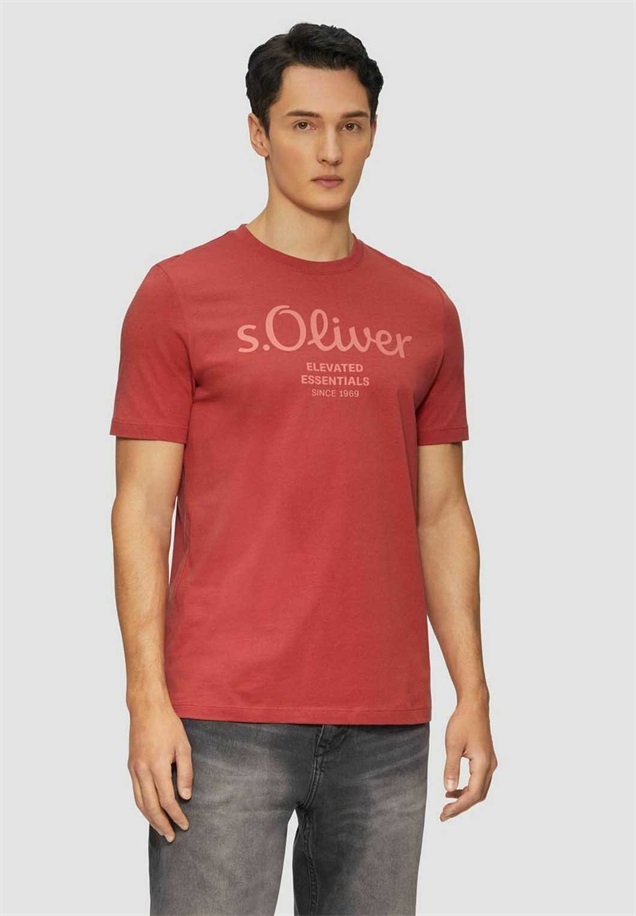 s.Oliver 2 PACK - T-Shirt print - rostrot/burned-orange denim